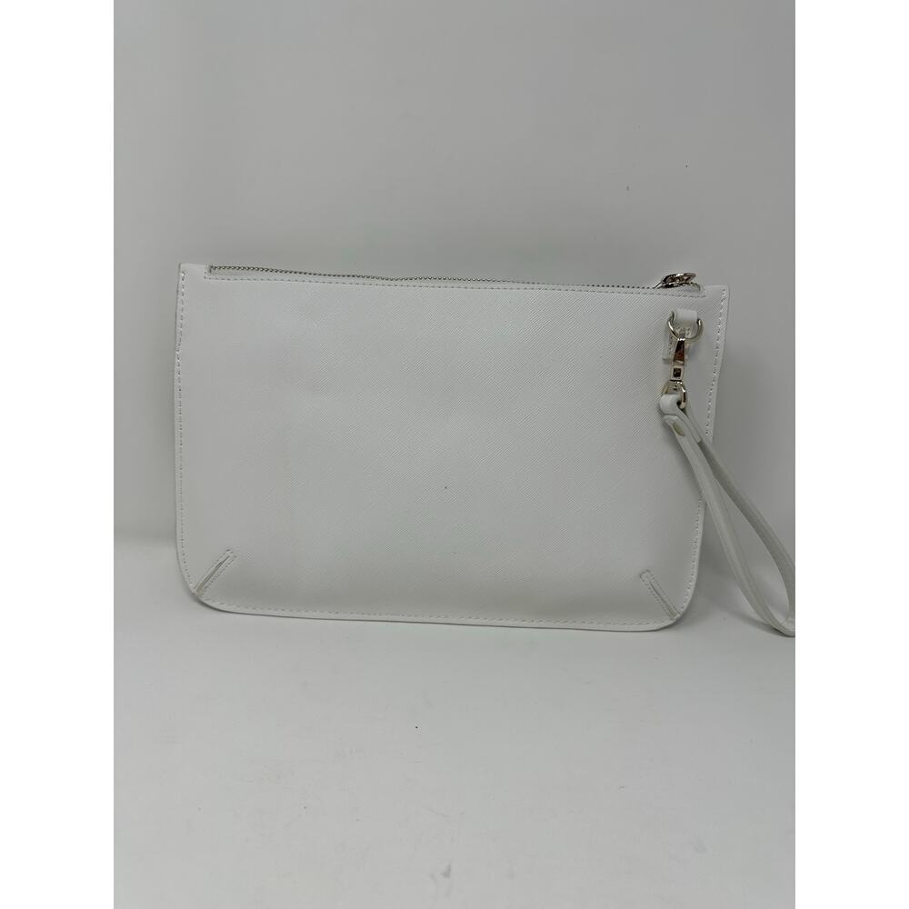 White House Black Market NWT White Purple Hydrangea Stud Wristlet Clutch Purse - Picture 2 of 8